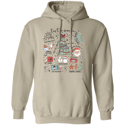 'Tis the Season Retro Christmas Hoodie – Gildan Pullover with Vintage Holiday Icons