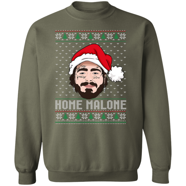 Home Malone Gildan Crewneck Sweatshirt – Post Malone & Home Alone Inspired Ugly Christmas Sweater