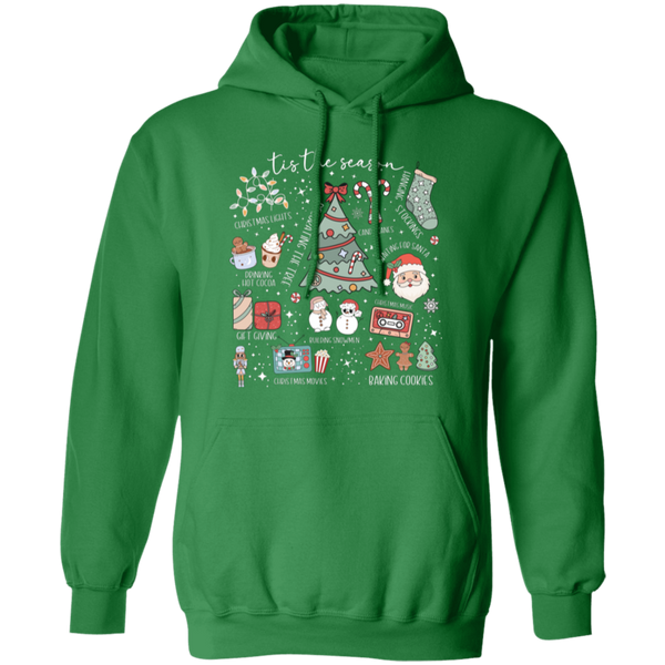 'Tis the Season Retro Christmas Hoodie – Gildan Pullover with Vintage Holiday Icons