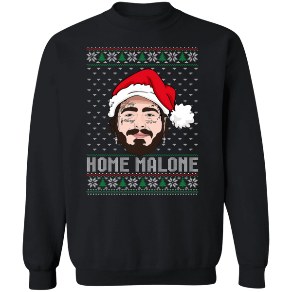 Home Malone Gildan Crewneck Sweatshirt – Post Malone & Home Alone Inspired Ugly Christmas Sweater