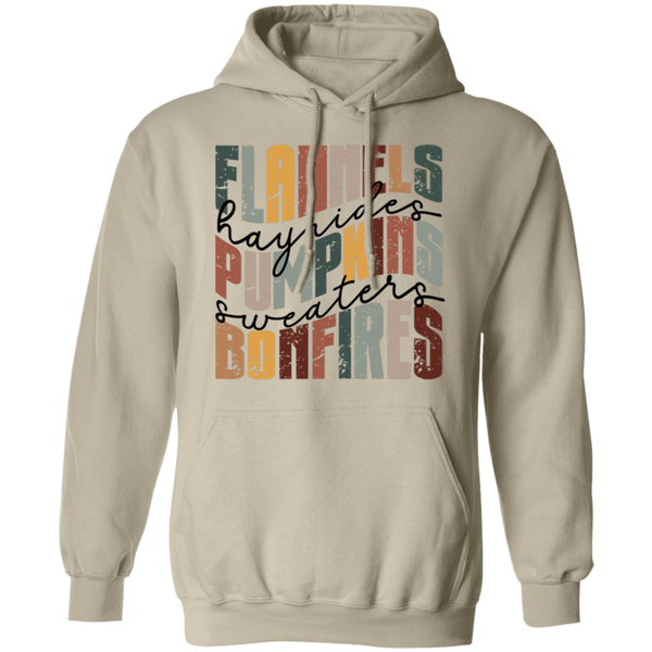 Flannels, Hayrides, and Bonfires Gildan Hoodie – Embrace the Autumn Spirit!