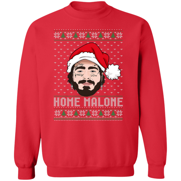 Home Malone Gildan Crewneck Sweatshirt – Post Malone & Home Alone Inspired Ugly Christmas Sweater