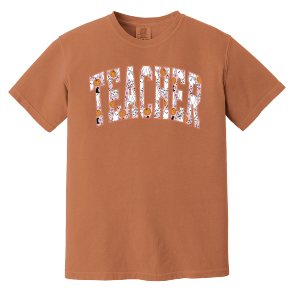 Trendy Halloween Fall T-Shirt – Perfect for Spooky Teachers!