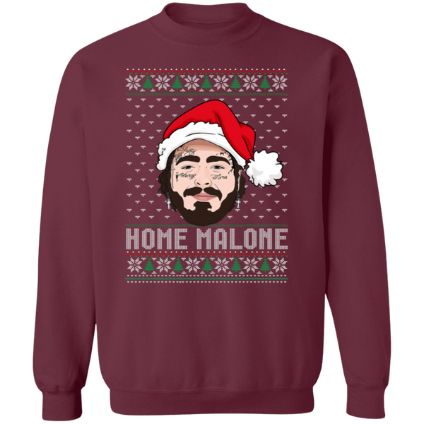 Home Malone Gildan Crewneck Sweatshirt – Post Malone & Home Alone Inspired Ugly Christmas Sweater