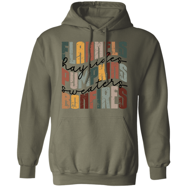 Flannels, Hayrides, and Bonfires Gildan Hoodie – Embrace the Autumn Spirit!