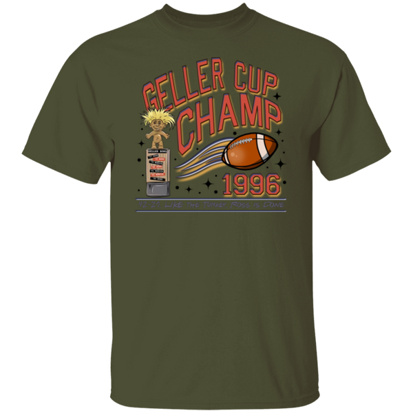 Friends Geller Cup Champion Gildan T-Shirt – Perfect for Thanksgiving and Football Season!