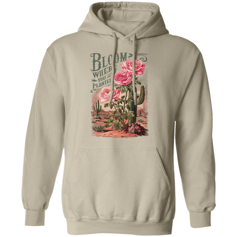 Bloom Where You Are Planted Hoodie – Gildan | Inspirational Cactus Design | Positive Quote Apparel