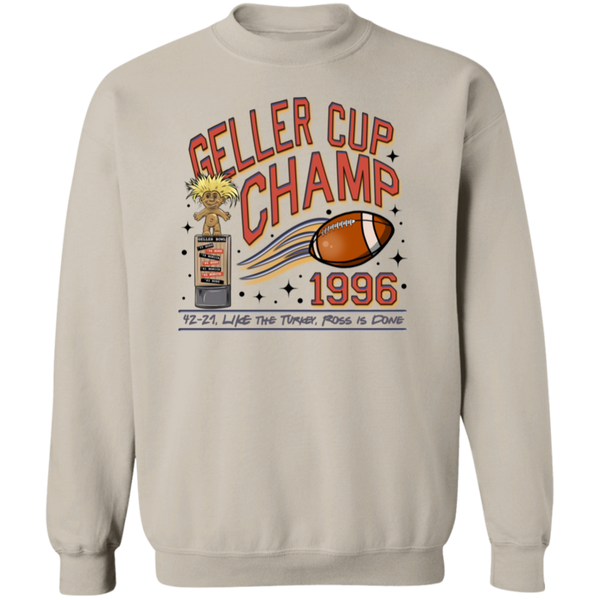 Friends Geller Cup Champion Gildan Pullover Sweatshirt – Cozy Throwback for Thanksgiving and Football Season!