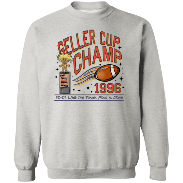 Friends Geller Cup Champion Gildan Pullover Sweatshirt – Cozy Throwback for Thanksgiving and Football Season!