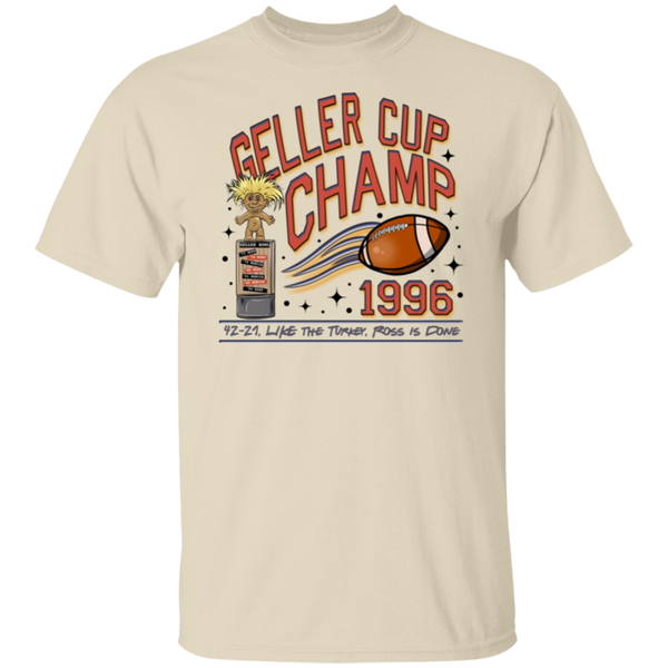 Friends Geller Cup Champion Gildan T-Shirt – Perfect for Thanksgiving and Football Season!