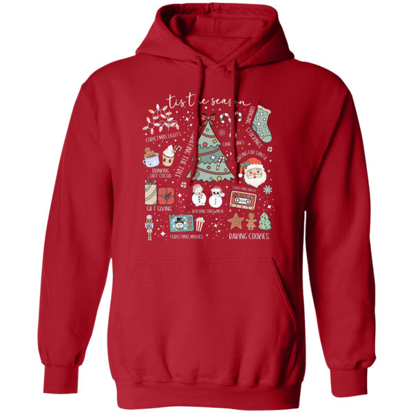 'Tis the Season Retro Christmas Hoodie – Gildan Pullover with Vintage Holiday Icons