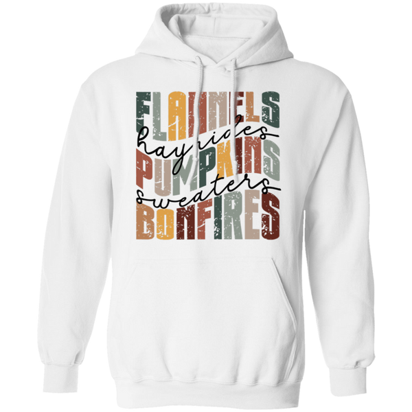 Flannels, Hayrides, and Bonfires Gildan Hoodie – Embrace the Autumn Spirit!