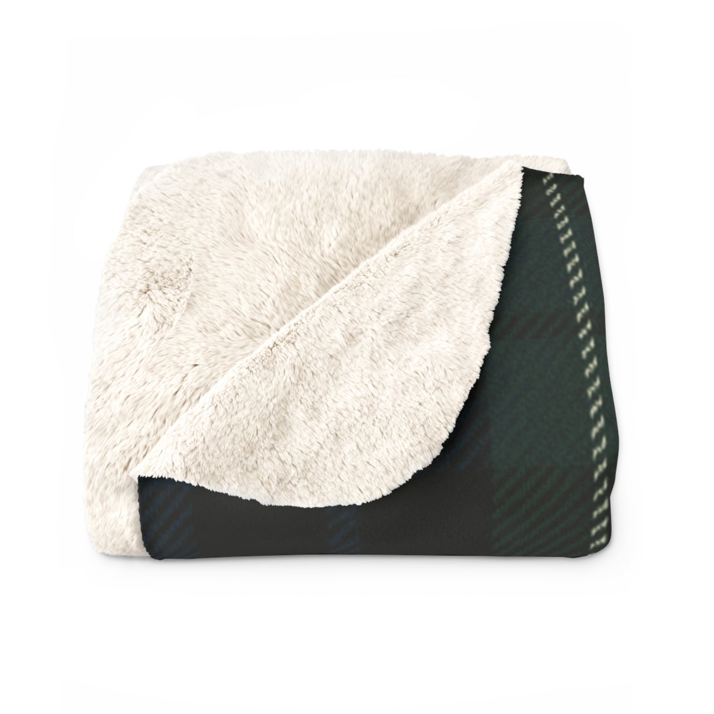 Personalized Green & Navy Tartan Christmas Blanket – Ralph Lauren Style Plaid Throw with Family Name | Custom Sherpa or Fleece Blanket (50x60 or 60x80)