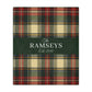 Personalized Cream & Red Tartan Christmas Blanket – Ralph Lauren Inspired Plaid Family Throw | Custom Sherpa or Fleece Blanket (50x60 or 60x80)
