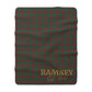 Personalized Houndstooth Blanket – Custom Family Name Throw in Tan, Green, Burgundy, or Orange | Plush Fleece or Sherpa Blanket (50x60 or 60x80)