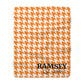Personalized Houndstooth Blanket – Custom Family Name Throw in Tan, Green, Burgundy, or Orange | Plush Fleece or Sherpa Blanket (50x60 or 60x80)