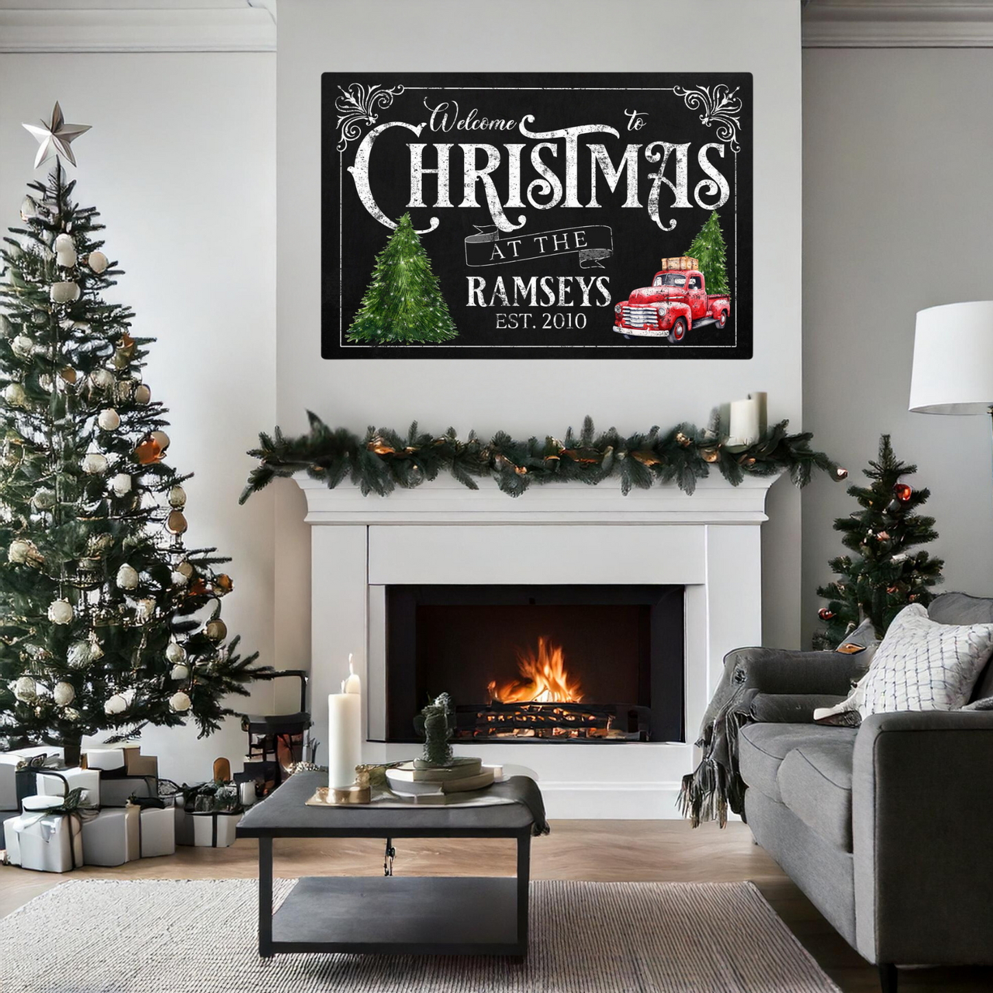 Personalized Farmhouse Christmas Metal Sign – Custom Holiday Decor