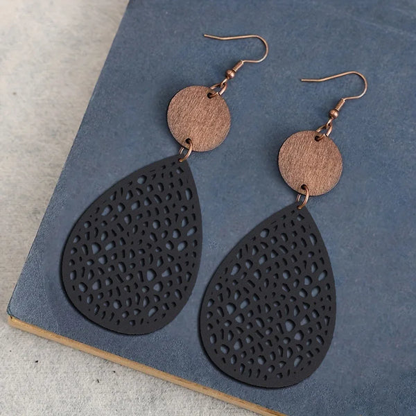 Faux Leather Bohemian Drop Earrings | Vintage Style | Women's Holiday Gift