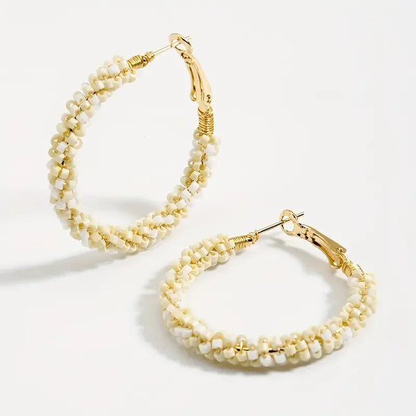Colorful Rice Bead Hoop Earrings | Handmade Bohemian Earrings | Minimalist & Elegant