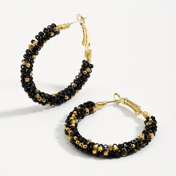Colorful Rice Bead Hoop Earrings | Handmade Bohemian Earrings | Minimalist & Elegant