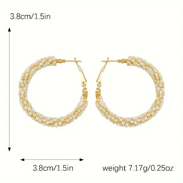 Colorful Rice Bead Hoop Earrings | Handmade Bohemian Earrings | Minimalist & Elegant
