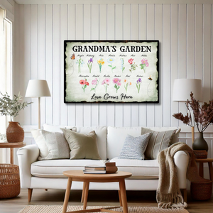 Personalized "Love Grows Here" Metal Sign – Custom Birth Flower Family Garden Artwork