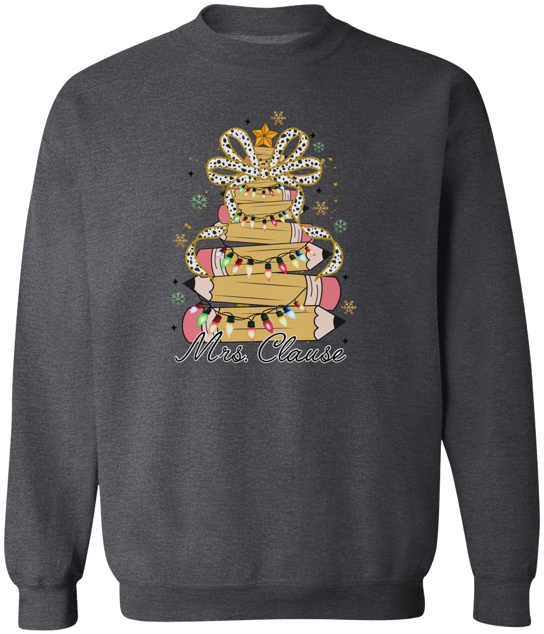 Personalized Christmas Pencil Tree Teacher Sweatshirt – Gildan Pullover Crewneck