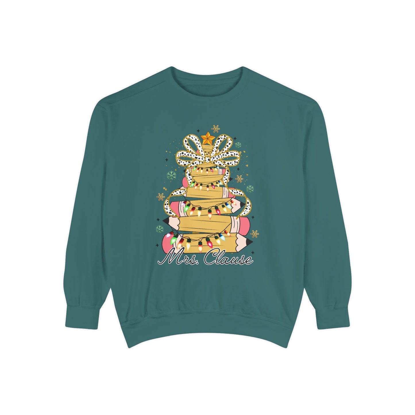 Personalized Christmas Pencil Tree Teacher Sweatshirt – Comfort Colors Pullover Crewneck