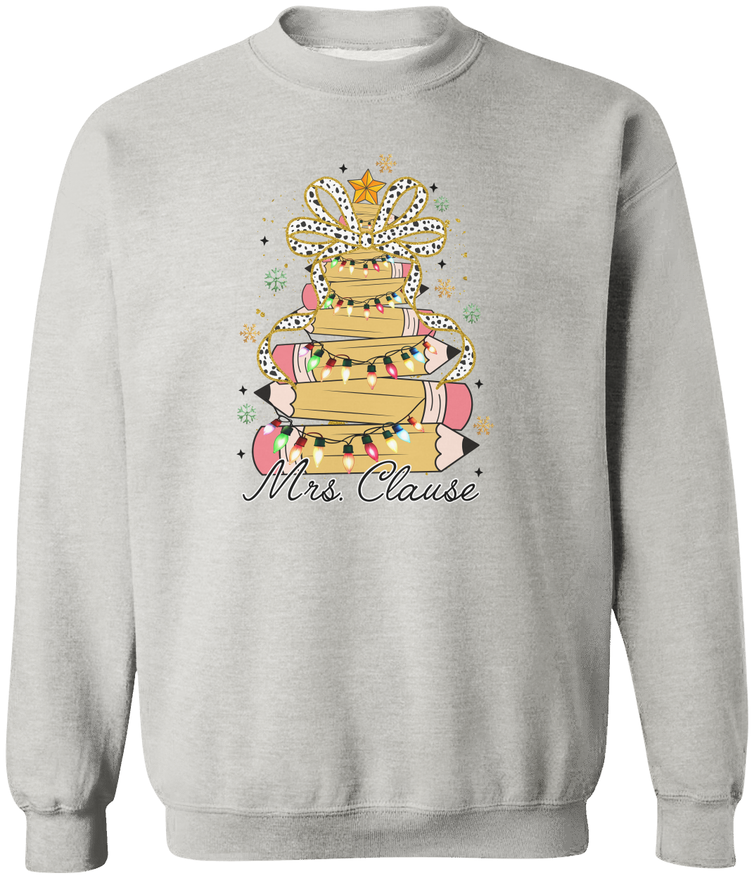 Personalized Christmas Pencil Tree Teacher Sweatshirt – Gildan Pullover Crewneck