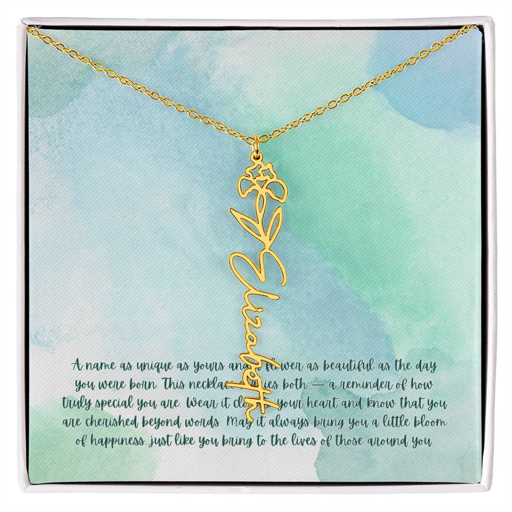 Personalized Birth Flower Name Necklace - A Unique, Sentimental Gift