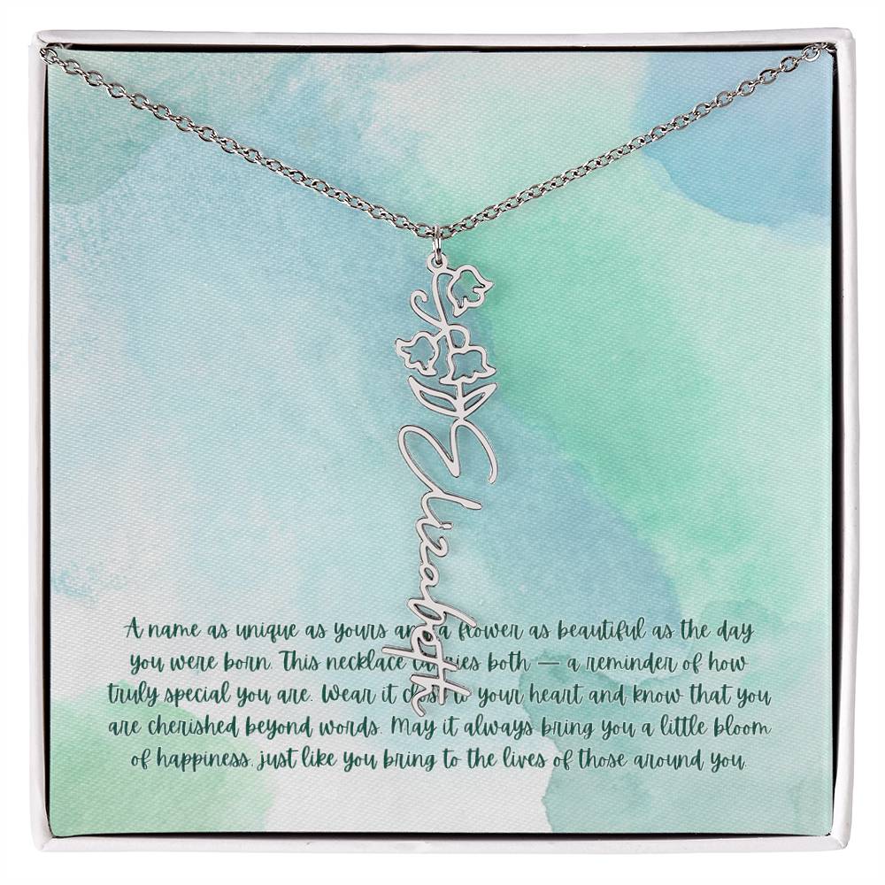 Personalized Birth Flower Name Necklace - A Unique, Sentimental Gift