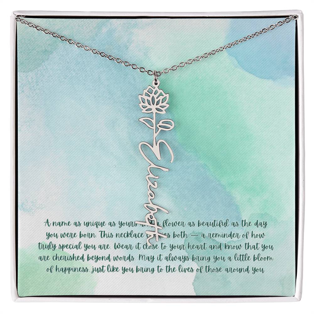 Personalized Birth Flower Name Necklace - A Unique, Sentimental Gift