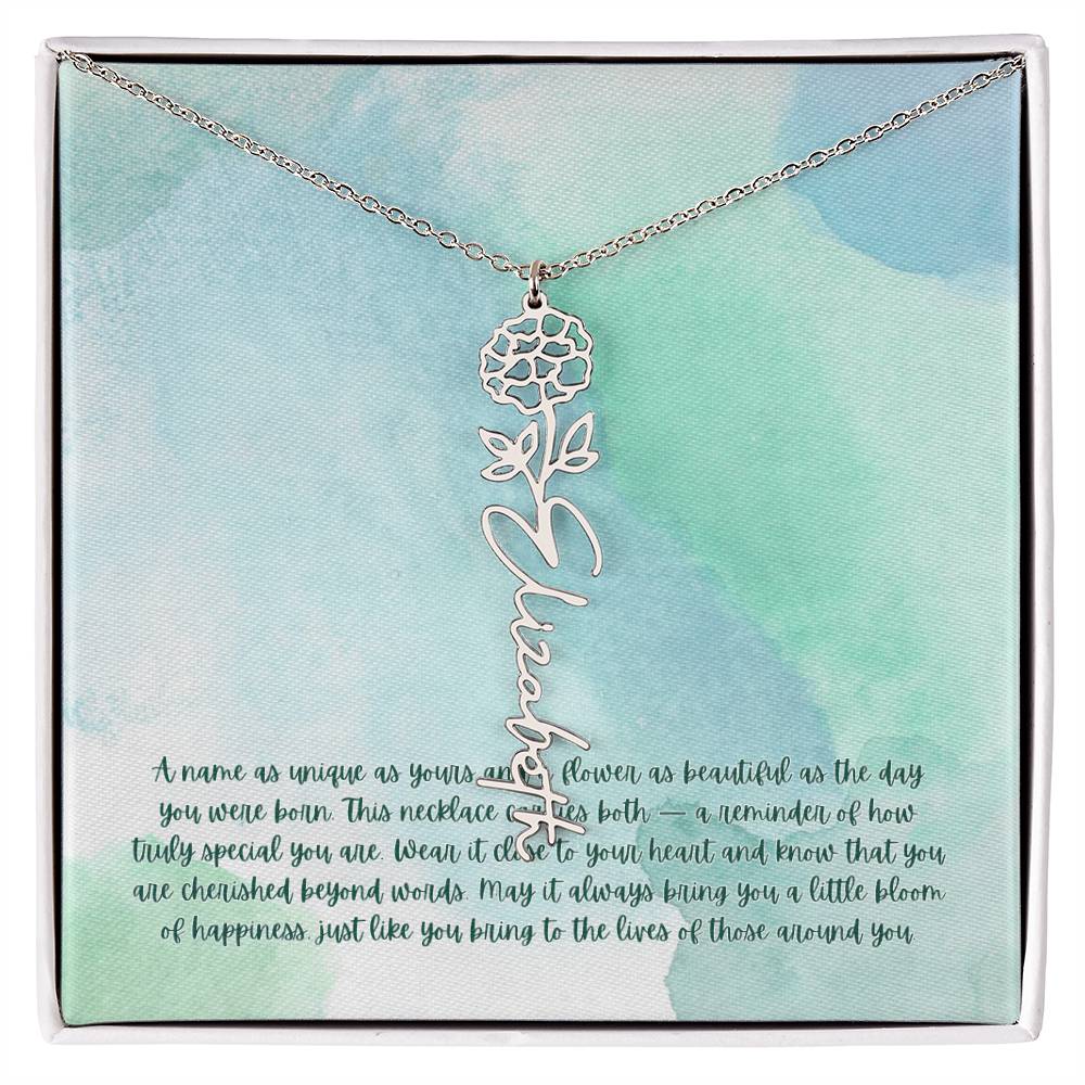 Personalized Birth Flower Name Necklace - A Unique, Sentimental Gift