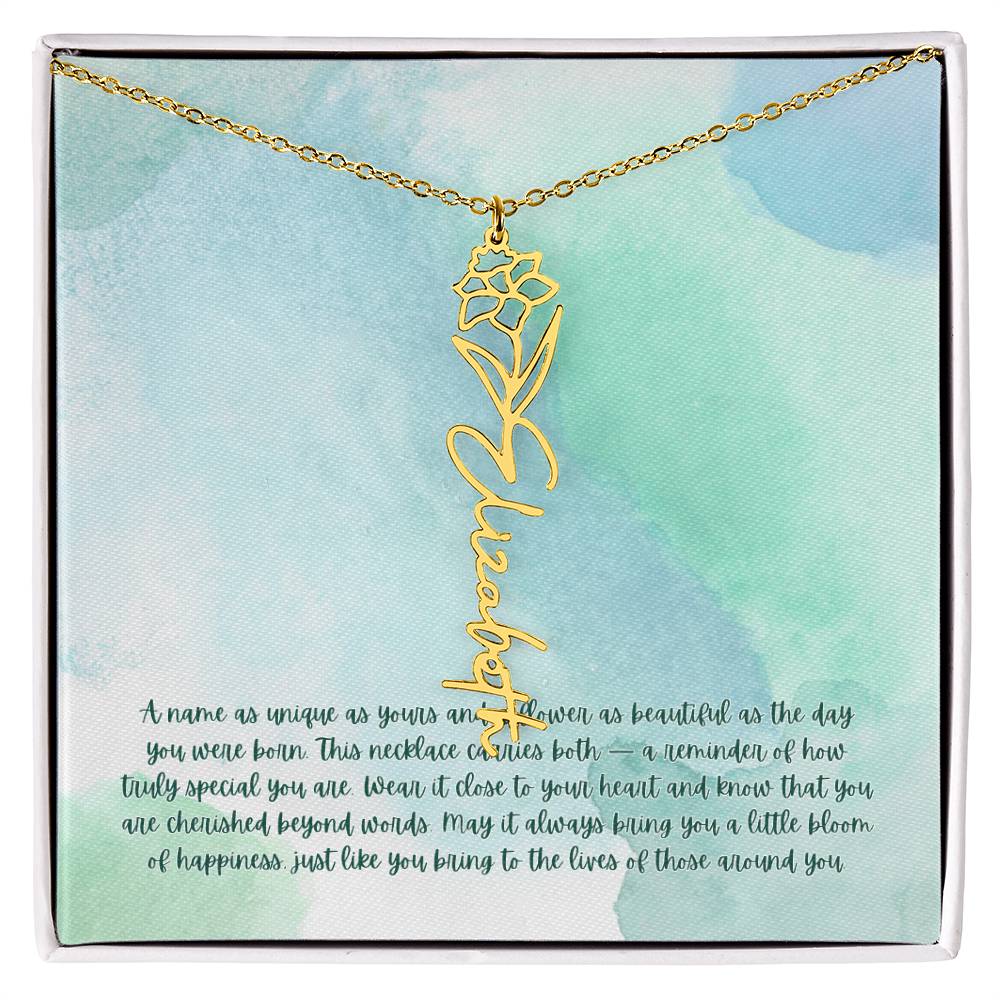 Personalized Birth Flower Name Necklace - A Unique, Sentimental Gift