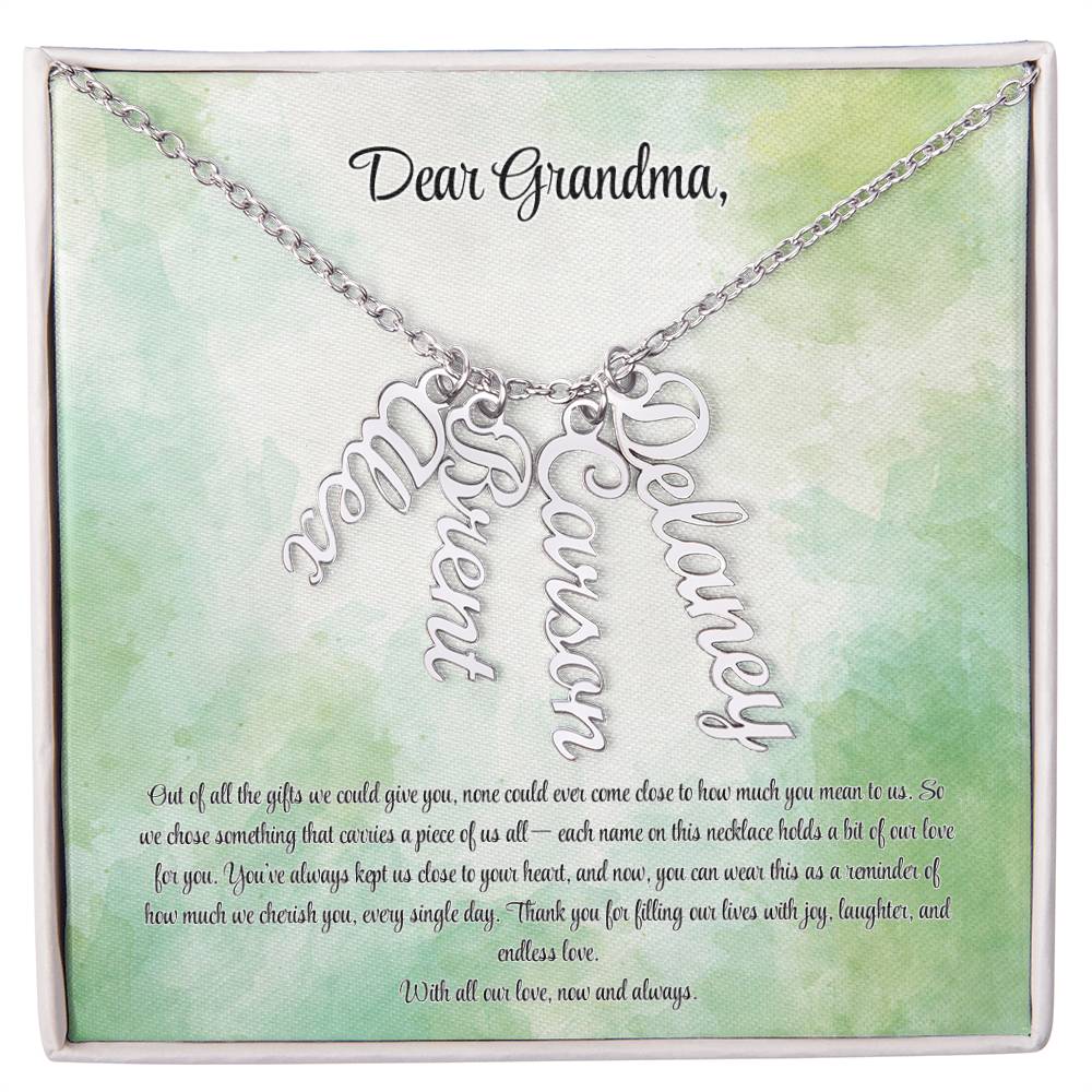 Personalized Vertical Name Necklace for Grandma – A Cherished Gift for Christmas, Birthdays and More!