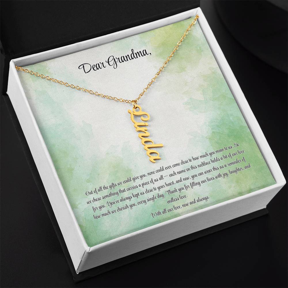 Personalized Vertical Name Necklace for Grandma – A Cherished Gift for Christmas, Birthdays and More!