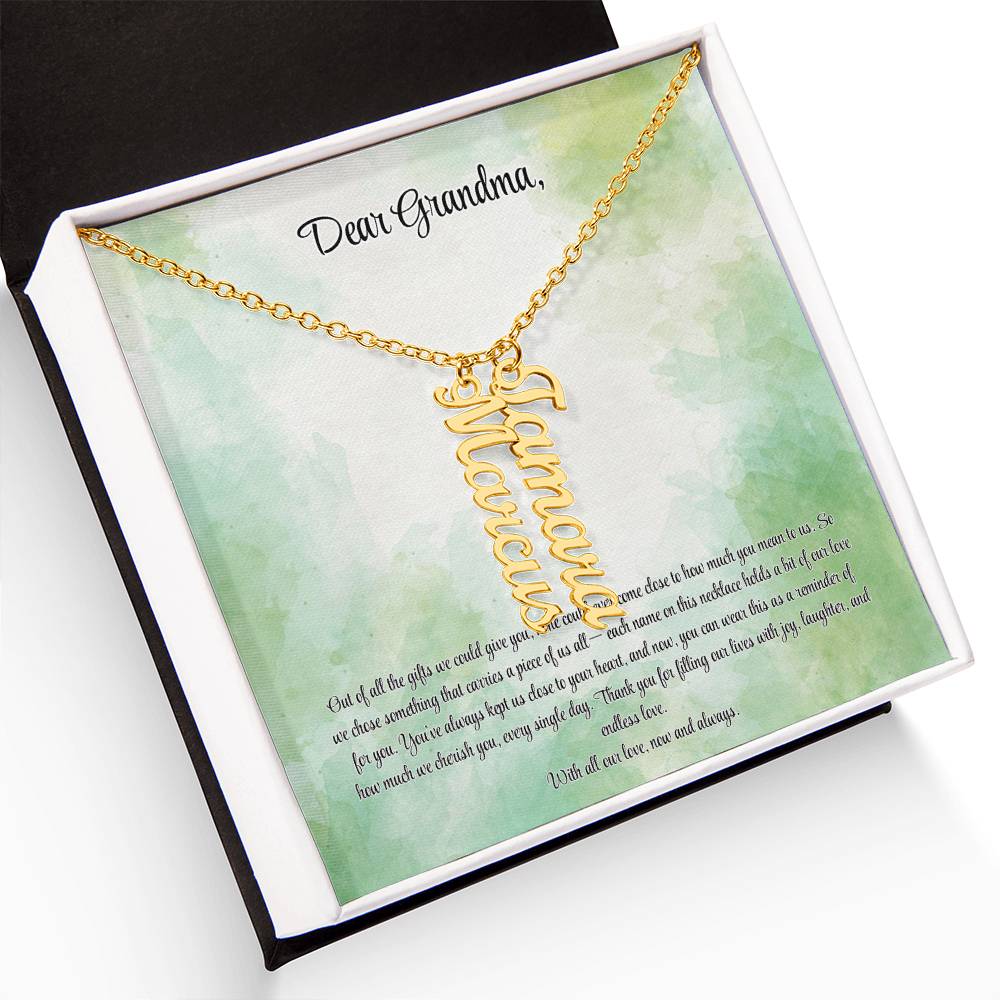 Personalized Vertical Name Necklace for Grandma – A Cherished Gift for Christmas, Birthdays and More!