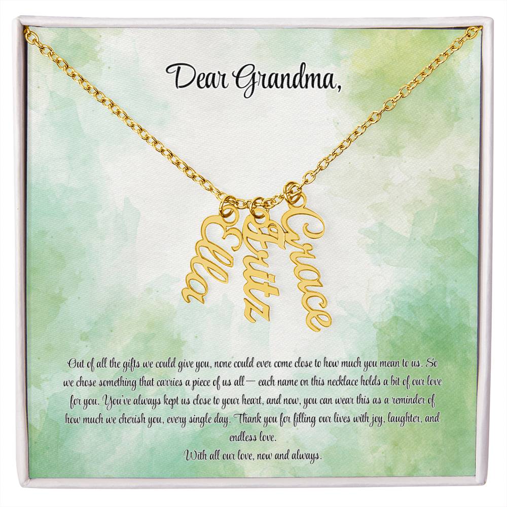 Personalized Vertical Name Necklace for Grandma – A Cherished Gift for Christmas, Birthdays and More!