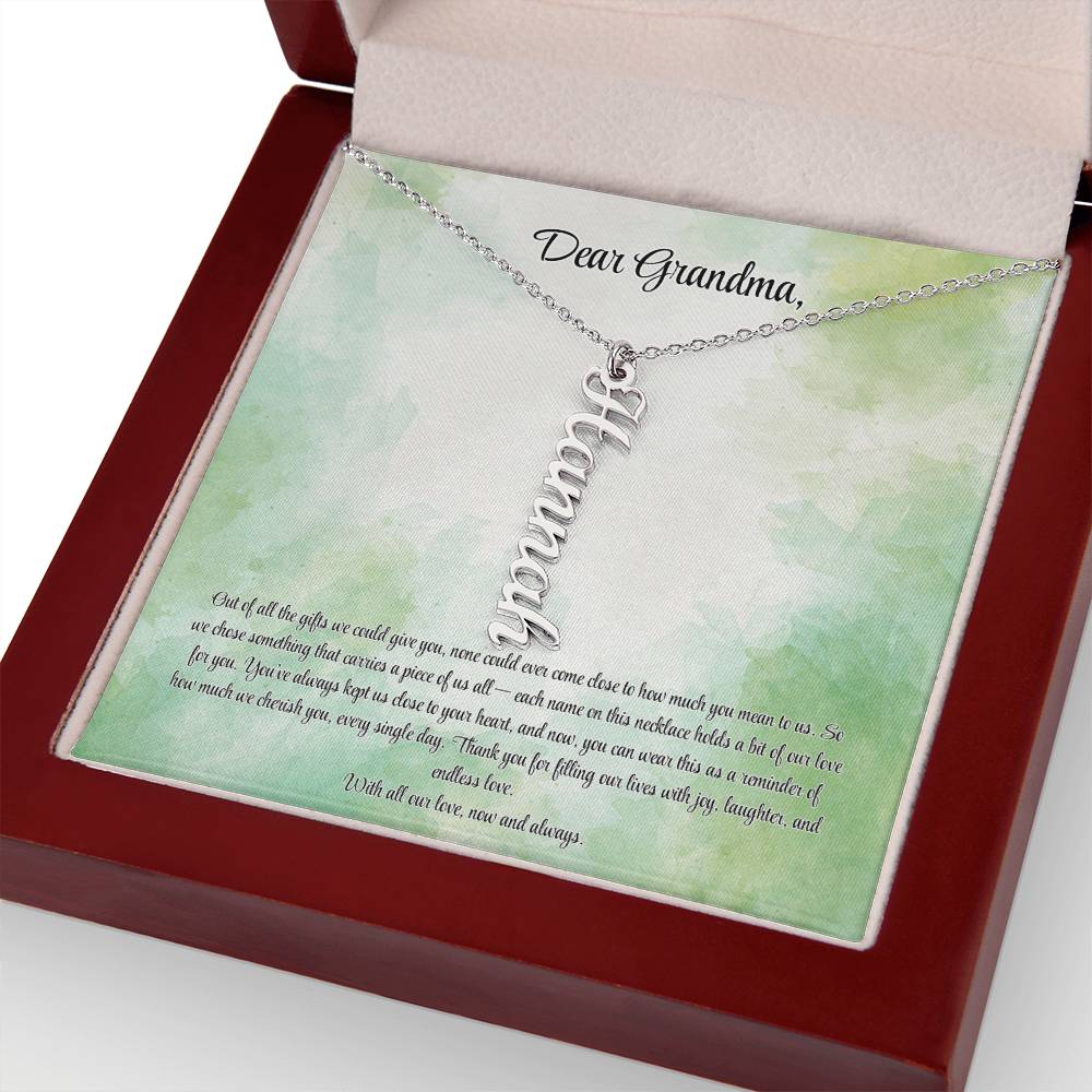 Personalized Vertical Name Necklace for Grandma – A Cherished Gift for Christmas, Birthdays and More!