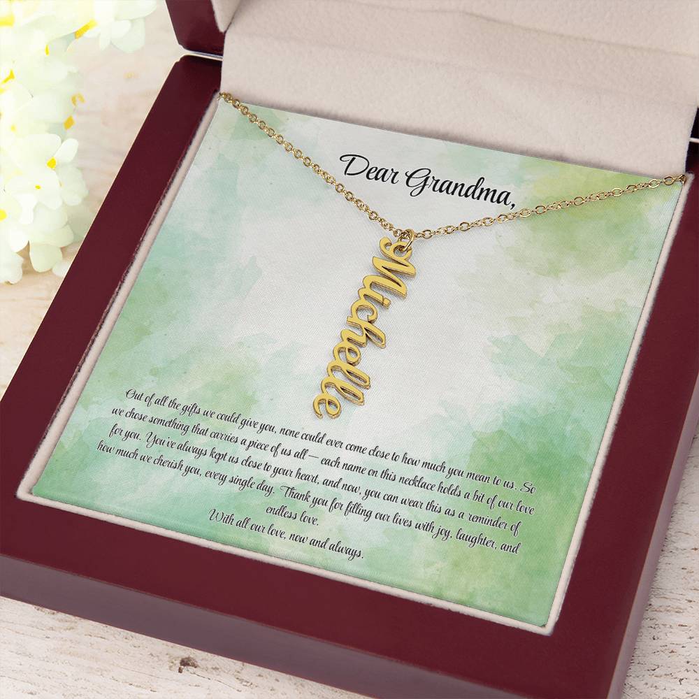 Personalized Vertical Name Necklace for Grandma – A Cherished Gift for Christmas, Birthdays and More!