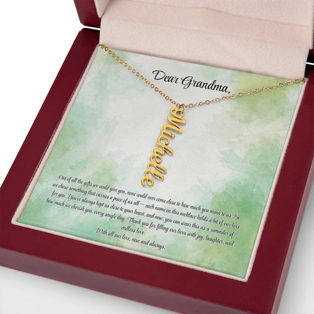 Personalized Vertical Name Necklace for Grandma – A Cherished Gift for Christmas, Birthdays and More!