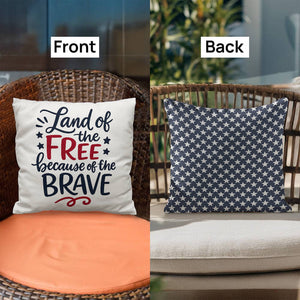 Land of the Free Patriotic Throw Pillow Cover– Double-Sided Design