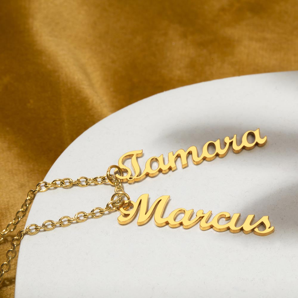 Personalized Multi Vertical Name Necklace | Custom Layered Name Pendant in Stainless Steel or 18k Yellow Gold