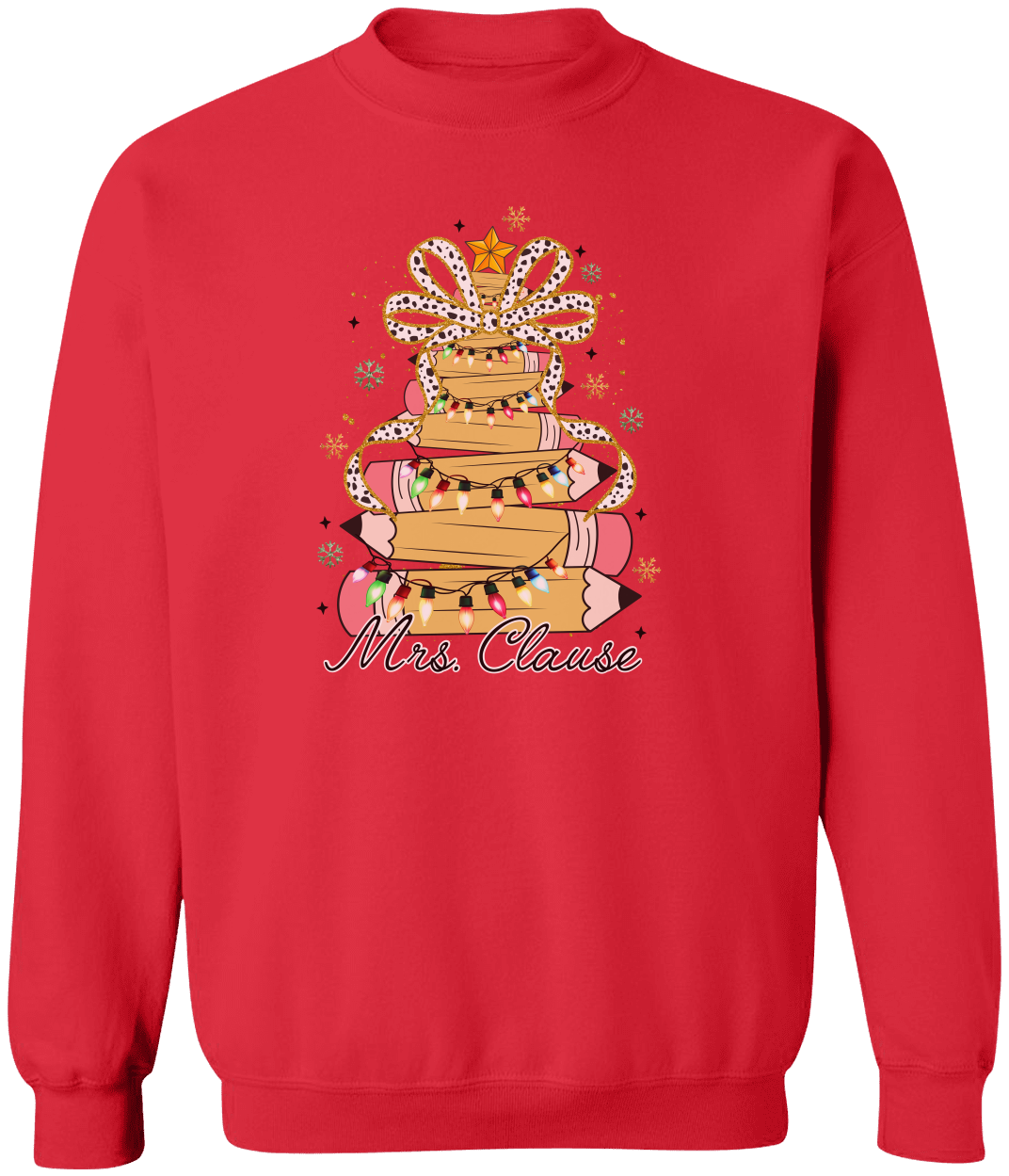 Personalized Christmas Pencil Tree Teacher Sweatshirt – Gildan Pullover Crewneck