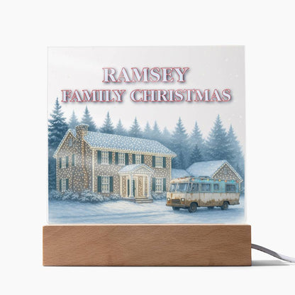 Personalized Family Christmas Vacation LED Light – Custom Holiday House Scene Acrylic Lamp Inspired by National Lampoon’s Christmas Vacation