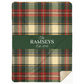 Personalized Cream & Red Tartan Christmas Blanket – Ralph Lauren Inspired Plaid Family Throw | Custom Sherpa or Fleece Blanket (50x60 or 60x80)