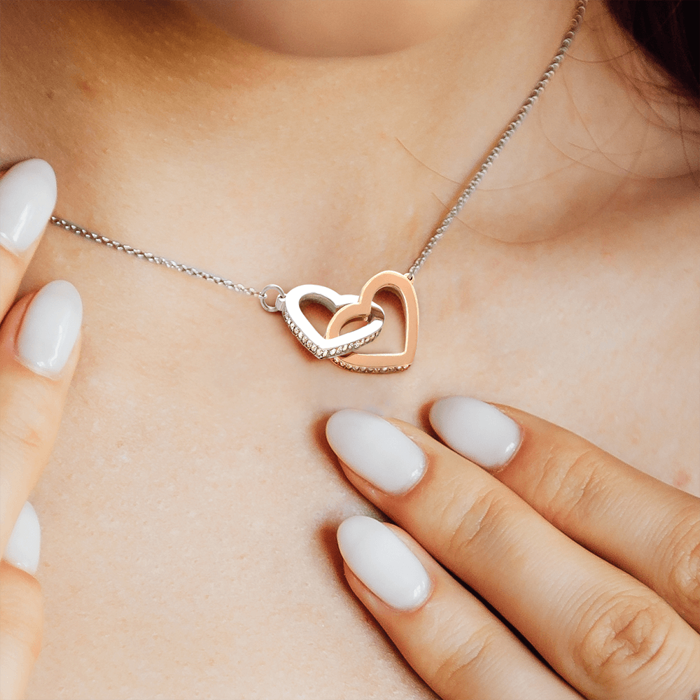 Granddaughter Interlocking Hearts Necklace with Message Card | Gift of Love from Grandma or Grandpa | Cubic Zirconia Pendant in Rose Gold or 18k Gold