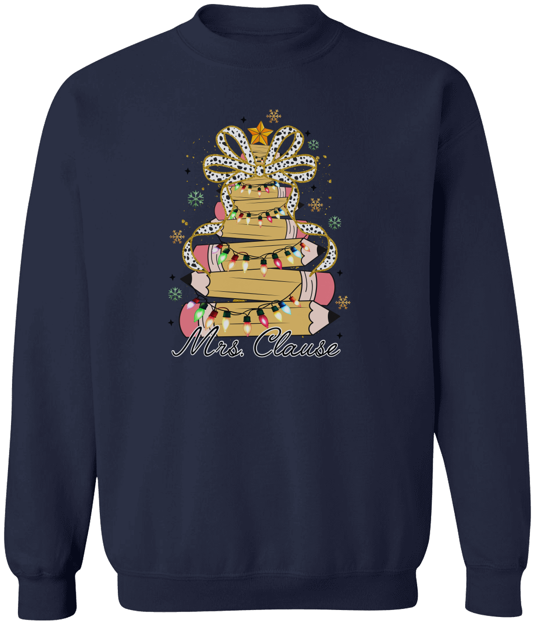 Personalized Christmas Pencil Tree Teacher Sweatshirt – Gildan Pullover Crewneck