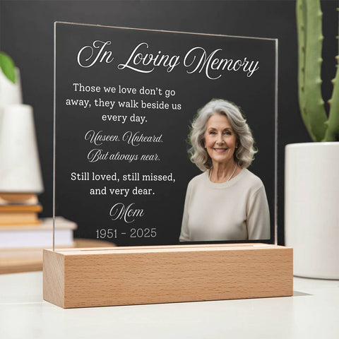 Personalized Memorial Acrylic Light – In Loving Memory Gift, Custom Photo Remembrance Lamp, Bereavement Sympathy Gift for Loss of Mom or Loved One
