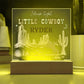 Sleep Tight Little Cowboy Personalized Acrylic Night Light – Custom Western Nursery Decor – Cowboy Bedroom Gift for Boys